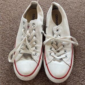 Converse White Sneakers with Red Accents